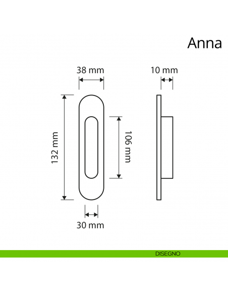 Placca ad incasso Anna per porta scorrevole Linea Calì cieca disegno