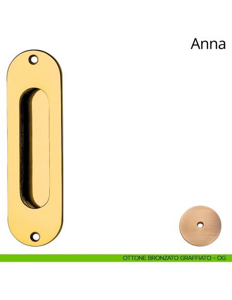 Placca ad incasso Anna per porta scorrevole Linea Calì cieca ottone bronzato graffiato