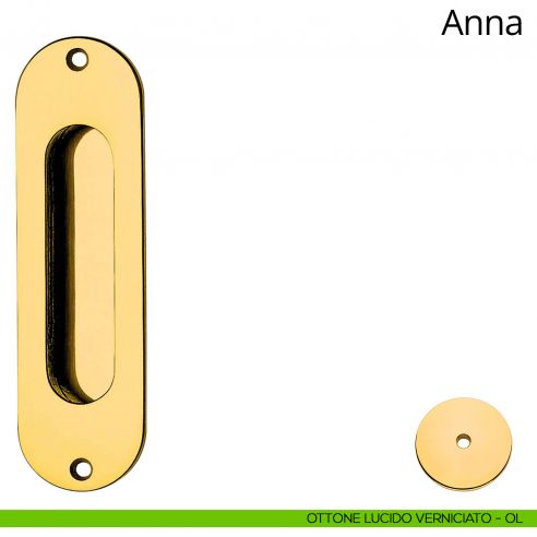Placca ad incasso Anna per porta scorrevole Linea Calì cieca ottone lucido verniciato