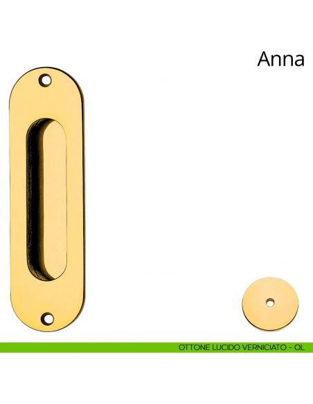 Placca ad incasso Anna per porta scorrevole Linea Calì cieca ottone lucido verniciato