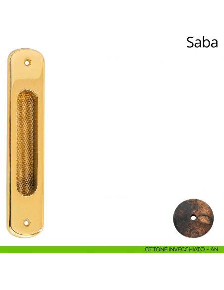 Placca ad incasso Saba per porta scorrevole Linea Calì cieca ottone invecchiato