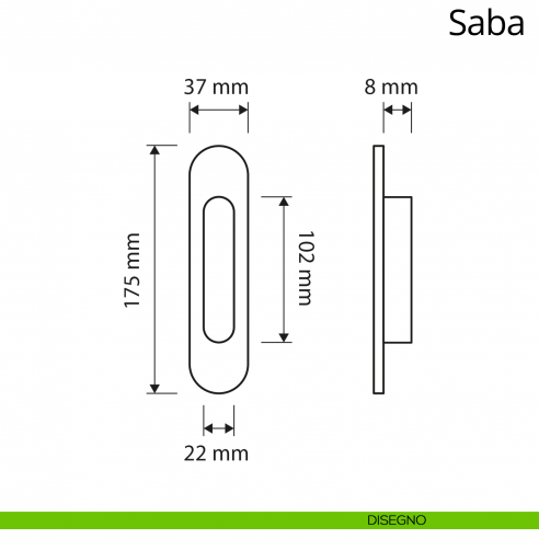 Placca ad incasso Saba per porta scorrevole Linea Calì cieca disegno