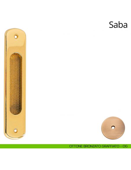 Placca ad incasso Saba per porta scorrevole Linea Calì cieca ottone bronzato graffiato