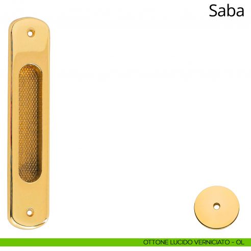 Placca ad incasso Saba per porta scorrevole Linea Calì cieca ottone lucido verniciato