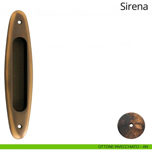 Placca ad incasso Sirena per porta scorrevole Linea Calì cieca ottone invecchiato