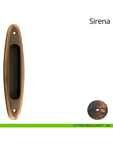 Placca ad incasso Sirena per porta scorrevole Linea Calì cieca ottone invecchiato
