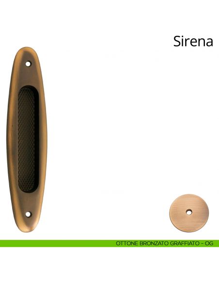 Placca ad incasso Sirena per porta scorrevole Linea Calì cieca ottone bronzato graffiato