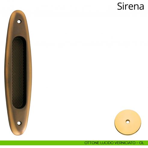Placca ad incasso Sirena per porta scorrevole Linea Calì cieca ottone lucido verniciato