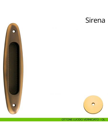Placca ad incasso Sirena per porta scorrevole Linea Calì cieca ottone lucido verniciato