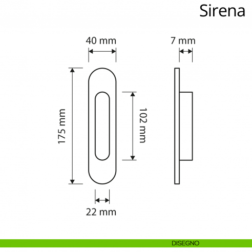 Placca ad incasso Sirena per porta scorrevole Linea Calì cieca disegno
