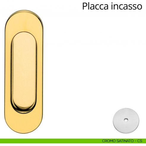 Placca cieca ad incasso coprivite per porta scorrevole Linea Calì cromo satinato