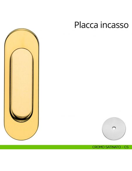 Placca cieca ad incasso coprivite per porta scorrevole Linea Calì cromo satinato