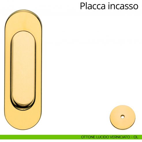 Placca cieca ad incasso coprivite per porta scorrevole Linea Calì ottone lucido verniciato