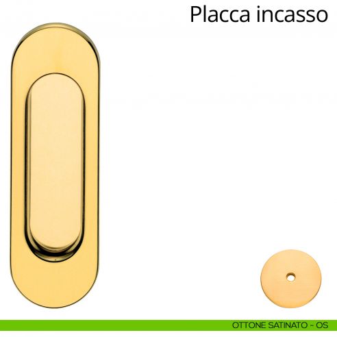 Placca cieca ad incasso coprivite per porta scorrevole Linea Calì ottone satinato