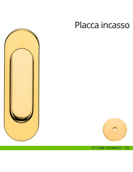 Placca cieca ad incasso coprivite per porta scorrevole Linea Calì ottone satinato
