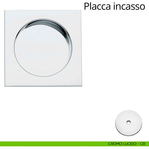 Placca ad incasso quadrata per porta scorrevole Linea Calì cieca cromo lucido