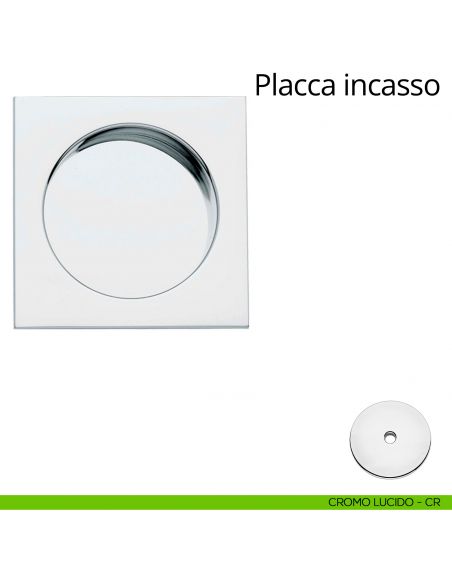 Placca ad incasso quadrata per porta scorrevole Linea Calì cieca cromo lucido