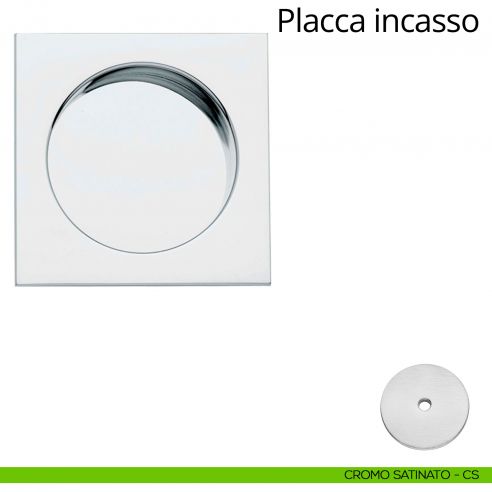 Placca ad incasso quadrata per porta scorrevole Linea Calì cieca cromo satinato