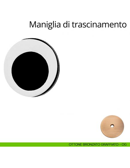 Maniglia di trascinamento tonda per porta scorrevole Linea Calì ottone bronzato graffiato