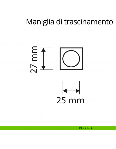 Maniglia di trascinamento quadra decentrata per porta scorrevole Linea Calì disegno