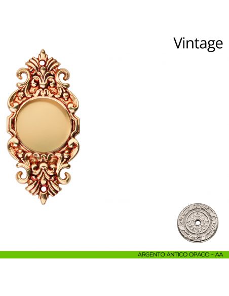 Placca ad incasso Vintage per porta scorrevole Linea Calì cieca argento antico opaco