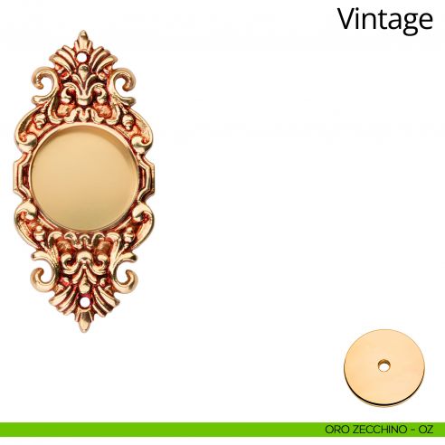 Placca ad incasso Vintage per porta scorrevole Linea Calì cieca oro zecchino