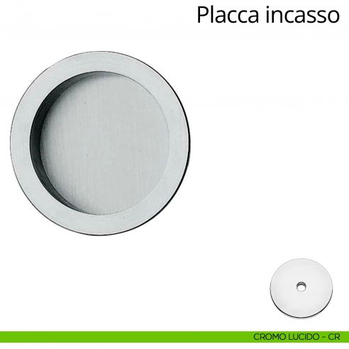 Placca ad incasso tonda per porta scorrevole Linea Calì cieca cromo lucido