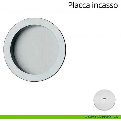 Placca ad incasso tonda per porta scorrevole Linea Calì cieca cromo satinato