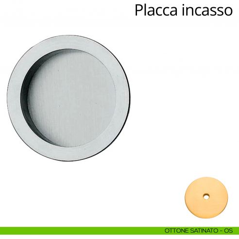 Placca ad incasso tonda per porta scorrevole Linea Calì cieca ottone satinato