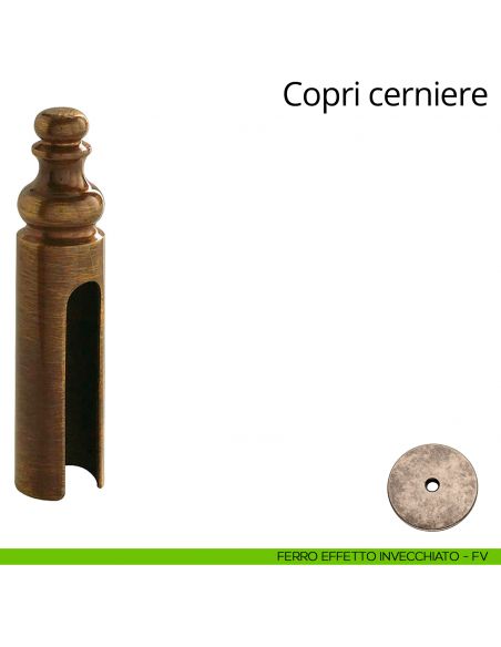 Copricerniera in stile per cerniera anuba diametro 14 mm Linea Calì ferro effetto invecchiato