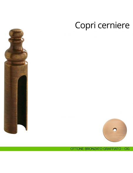 Copricerniera in stile per cerniera anuba diametro 14 mm Linea Calì ottone bronzato graffiato