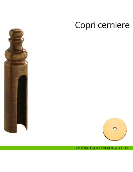 Copricerniera in stile per cerniera anuba diametro 14 mm Linea Calì ottone lucido verniciato