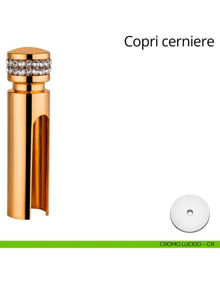 Copricerniera con Swarovski per cerniera anuba diametro 14 mm Linea Calì cromo lucido