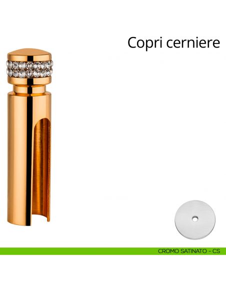 Copricerniera con Swarovski per cerniera anuba diametro 14 mm Linea Calì cromo satinato
