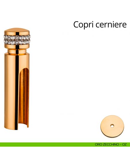 Copricerniera con Swarovski per cerniera anuba diametro 14 mm Linea Calì oro zecchino