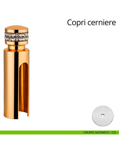 Copricerniera con Swarovski per cerniera anuba diametro 16 mm Linea Calì cromo satinato