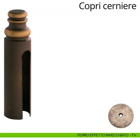 Copricerniera in stile per cerniera anuba diametro 20 mm Linea Calì ferro effetto invecchiato