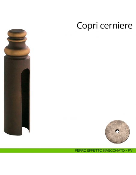 Copricerniera in stile per cerniera anuba diametro 20 mm Linea Calì ferro effetto invecchiato