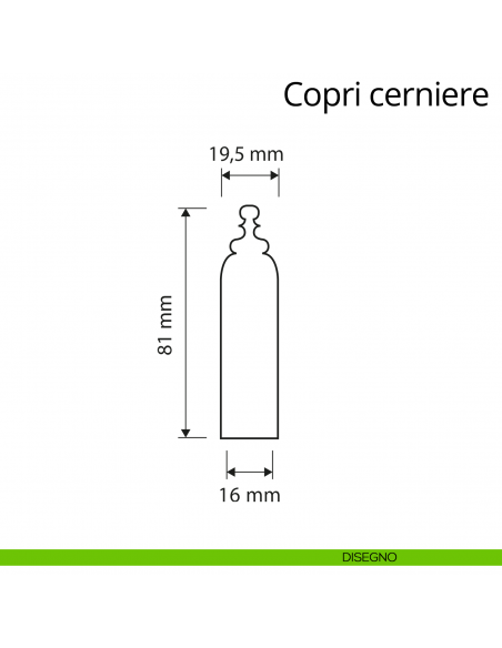 Copricerniera Vintage per cerniera anuba diametro 16 mm Linea Calì disegno