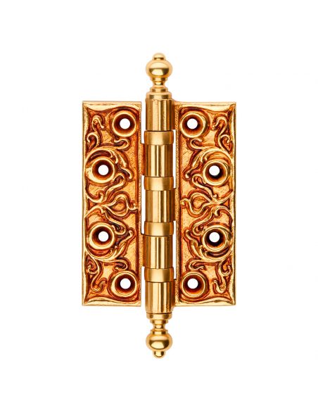 Cerniera classica barocca in ottone per porta Linea Calì misura 102x76 mm