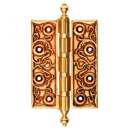 Cerniera classica barocca in ottone per porta Linea Calì misura 127x95 mm