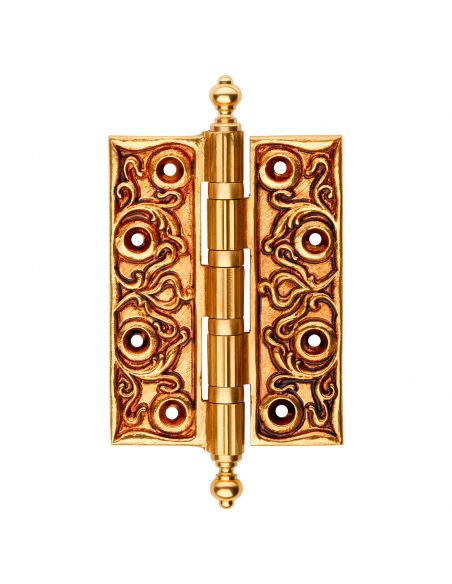 Cerniera classica barocca in ottone per porta Linea Calì misura 127x95 mm