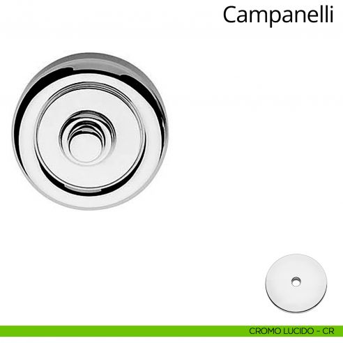Campanello classico tondo in ottone per porta Linea Calì cromo lucido