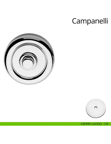Campanello classico tondo in ottone per porta Linea Calì cromo lucido