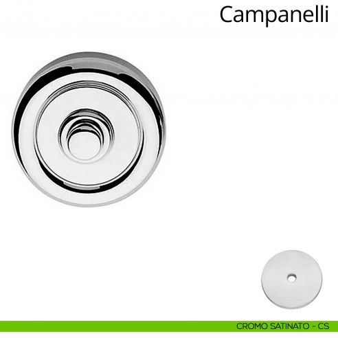 Campanello classico tondo in ottone per porta Linea Calì cromo satinato