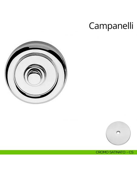 Campanello classico tondo in ottone per porta Linea Calì cromo satinato