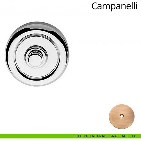 Campanello classico tondo in ottone per porta Linea Calì ottone bronzato graffiato