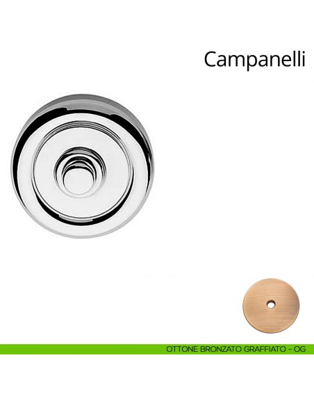 Campanello classico tondo in ottone per porta Linea Calì ottone bronzato graffiato