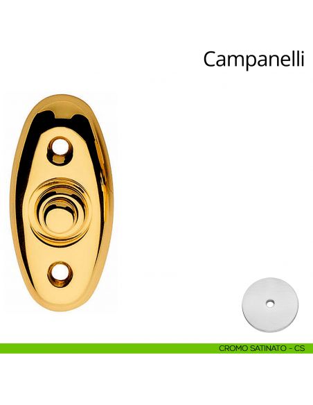 Campanello classico ovale in ottone per porta Linea Calì cromo satinato