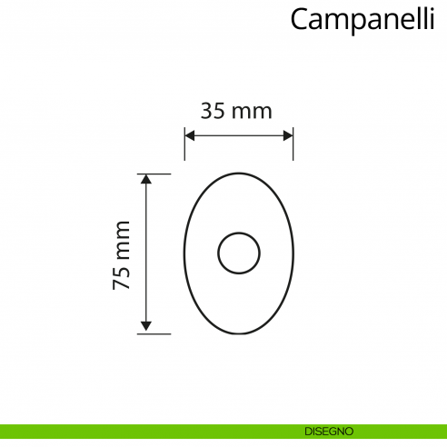 Campanello classico ovale in ottone per porta Linea Calì disegno